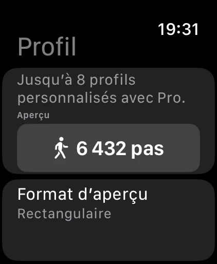 Éditeur Pro : aperçu rectangulaire de 6 432 pas et profils personnalisés.
