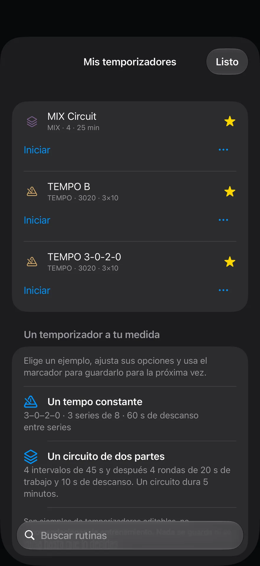 Tus timers guardados