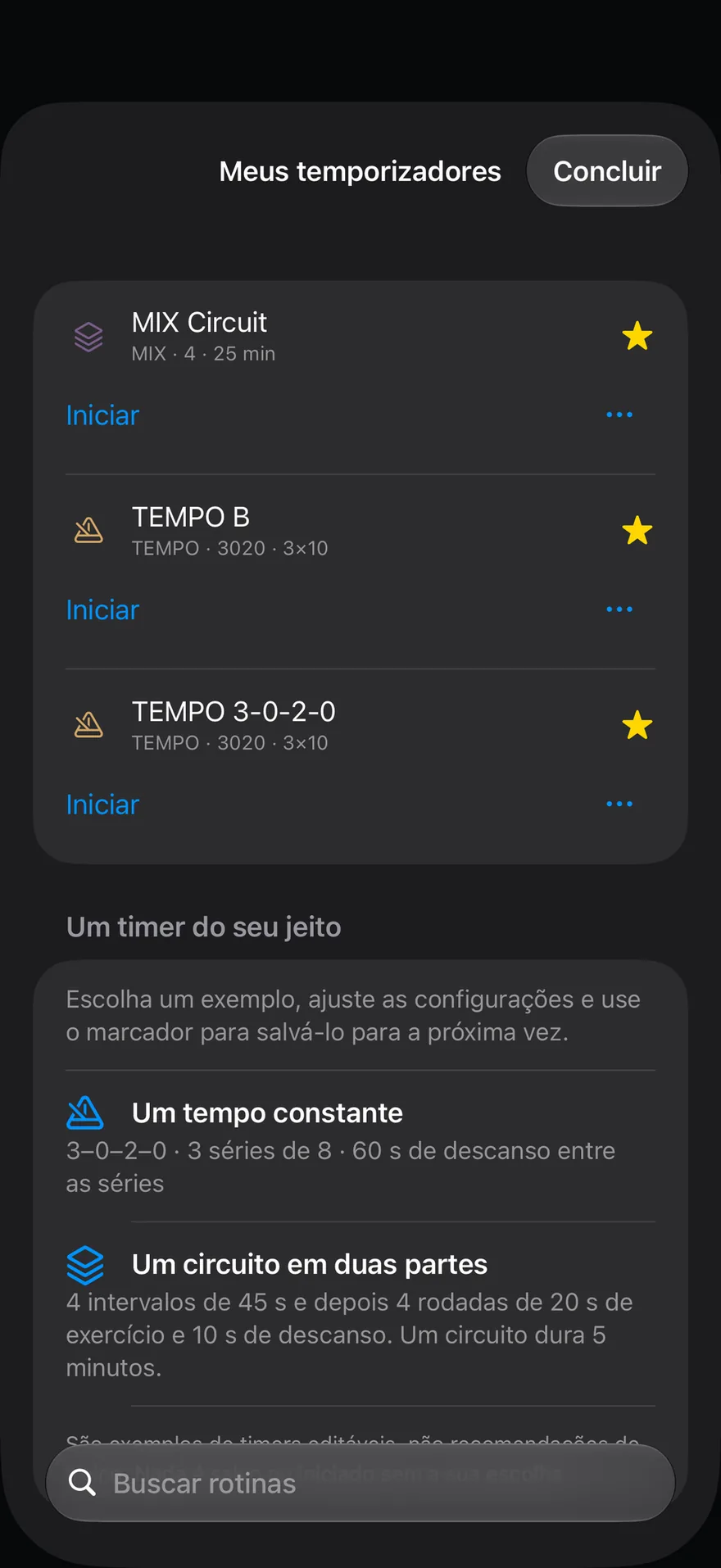 Seus timers salvos